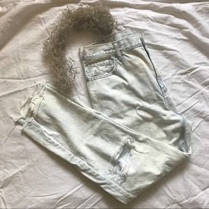 American Eagle Acid Wash Distressed Mom Jeans